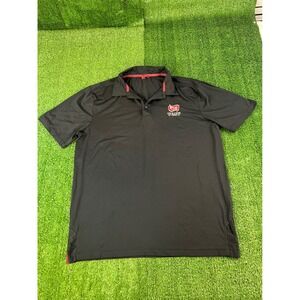 Red House Mens Perry's Ice Cream Logo Polo Shirt Black Textured Performance LG